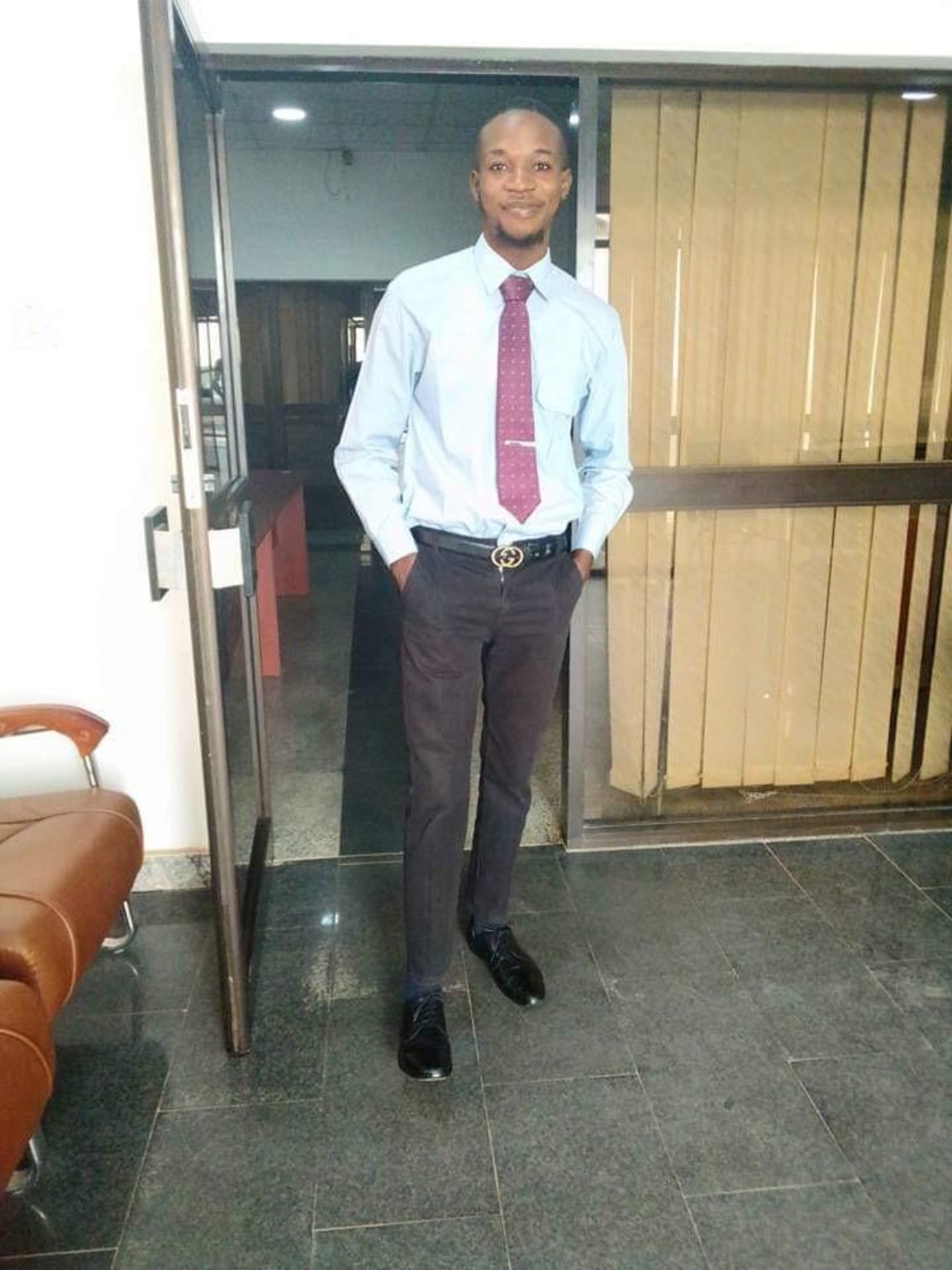 Tobi in professional attire